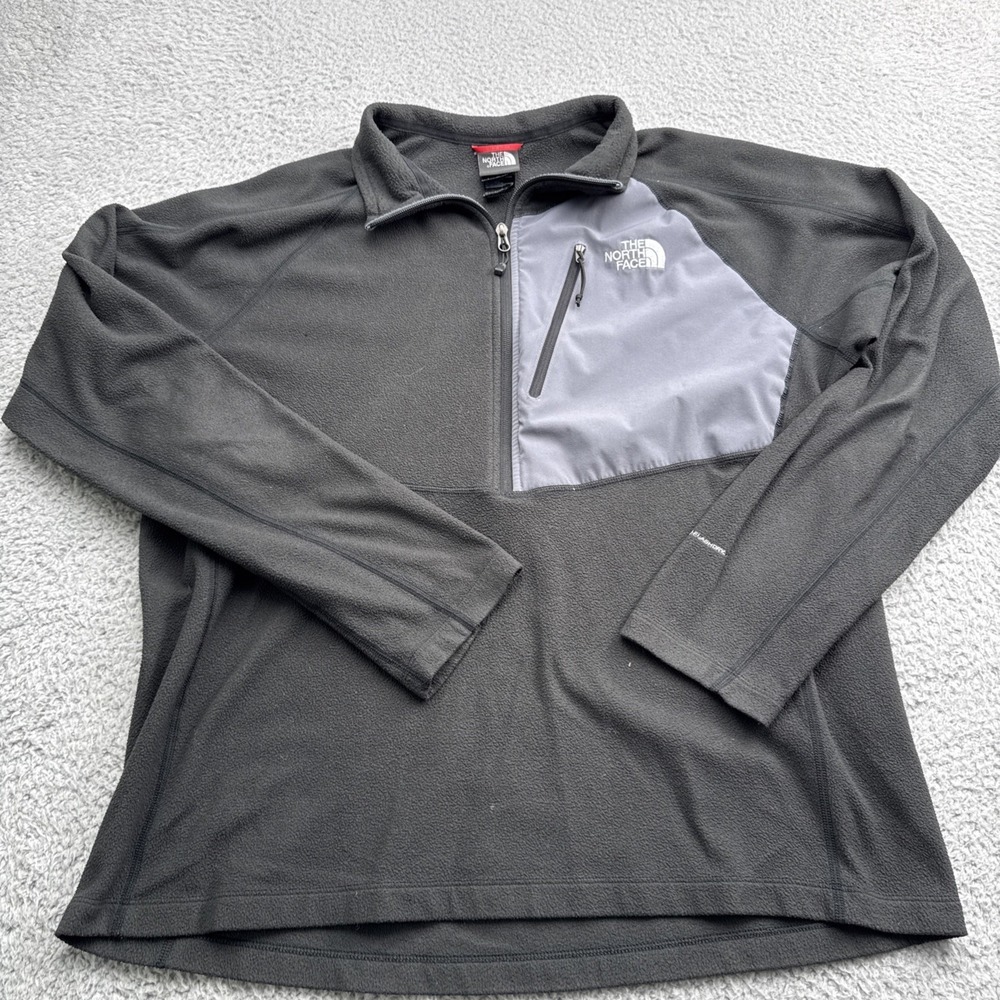 The North Face 1/4 Zip Pullover Mens XL Black Good FlashDry Color Block Fleece